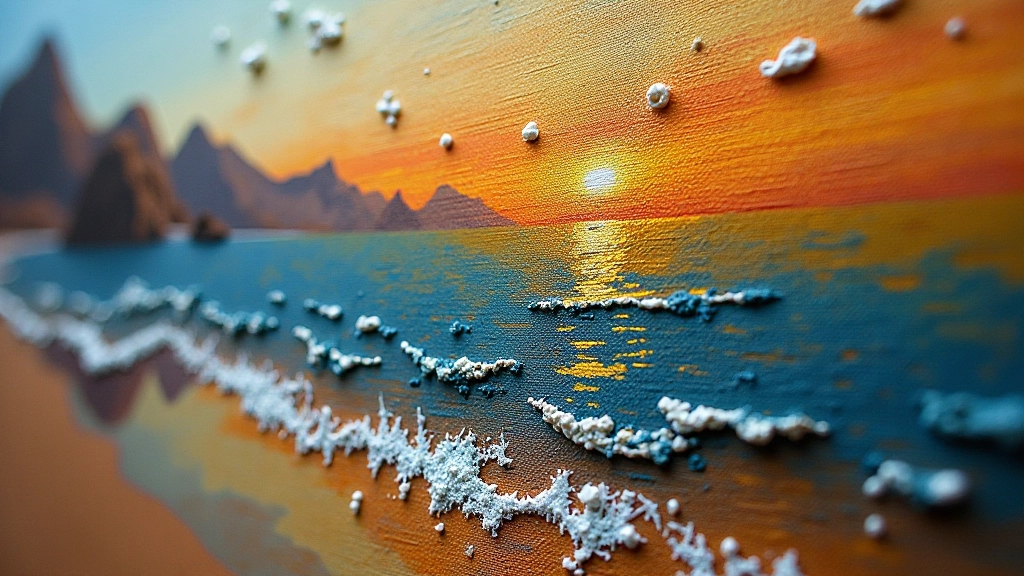 Detail of layered oil painting showing artistic technique and texture