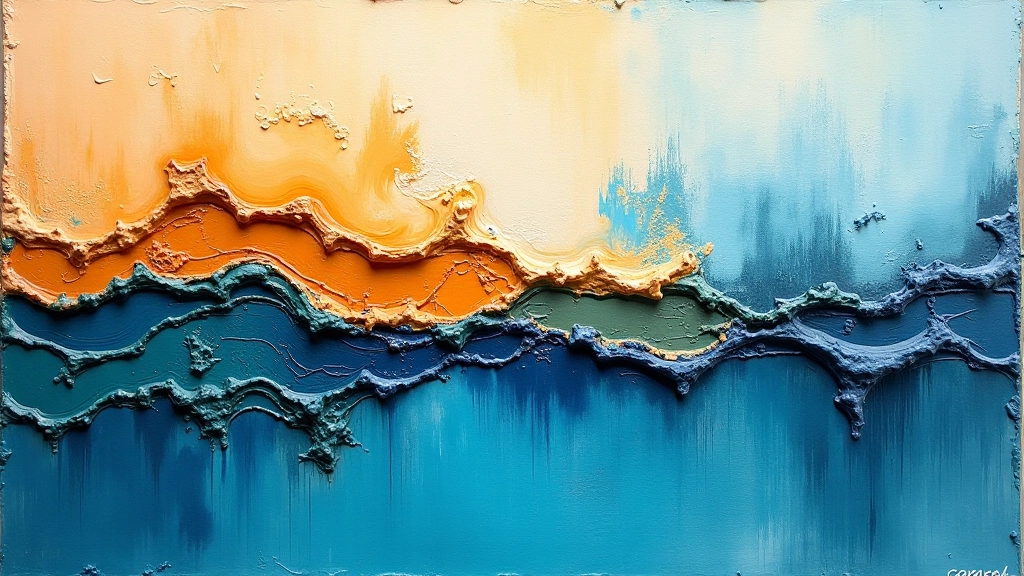 Close-up view of layered oil paint on canvas showing texture and color blending techniques