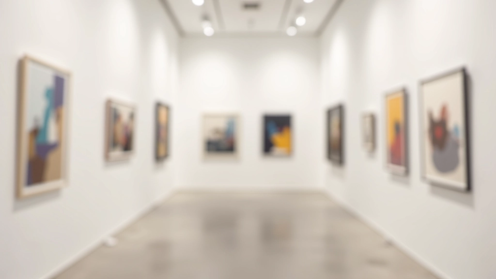 Gallery view of multiple abstract expressionist paintings displayed on white walls showing scale and colour field relationships